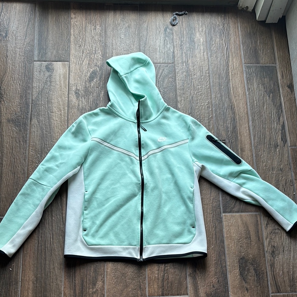 Nike Women's Mint and White Dri-FIT zip up